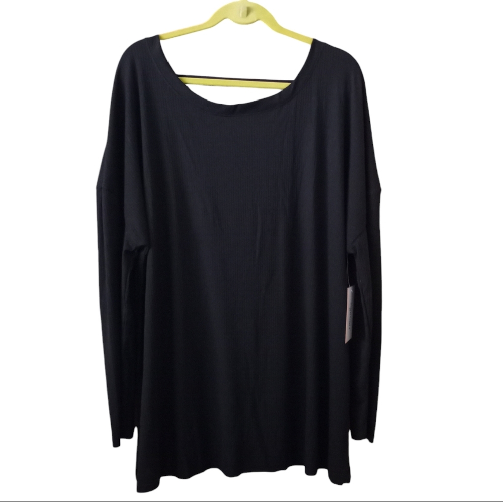 SWIMSUITS for All Cover-up Size 22/24 Black Ribbed Long Sleeves Pullover NWT